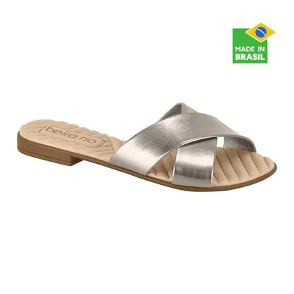 8519.101 Tamanco beira rio feminino rasteiro metalizado