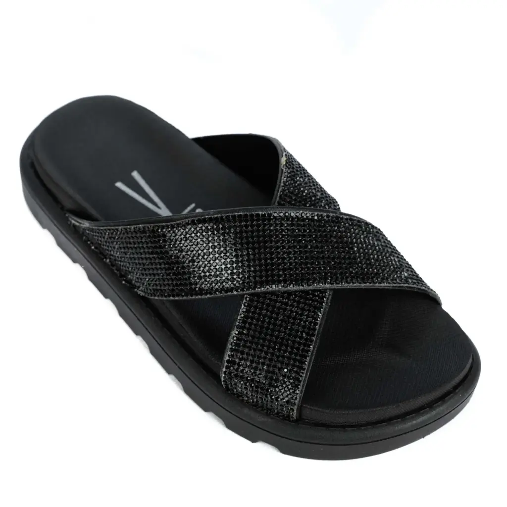 6459.122 Sandalia Rasteira Vizzano Flatform Feminina Strass