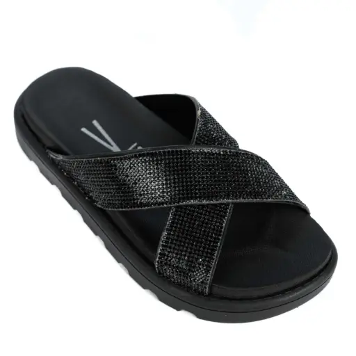 6459.122 Sandalia Rasteira Vizzano Flatform Feminina Strass