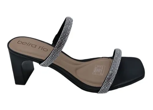8466.213 Sandalia Para Dama Beira Rio Cristal Negro 23/26cm 